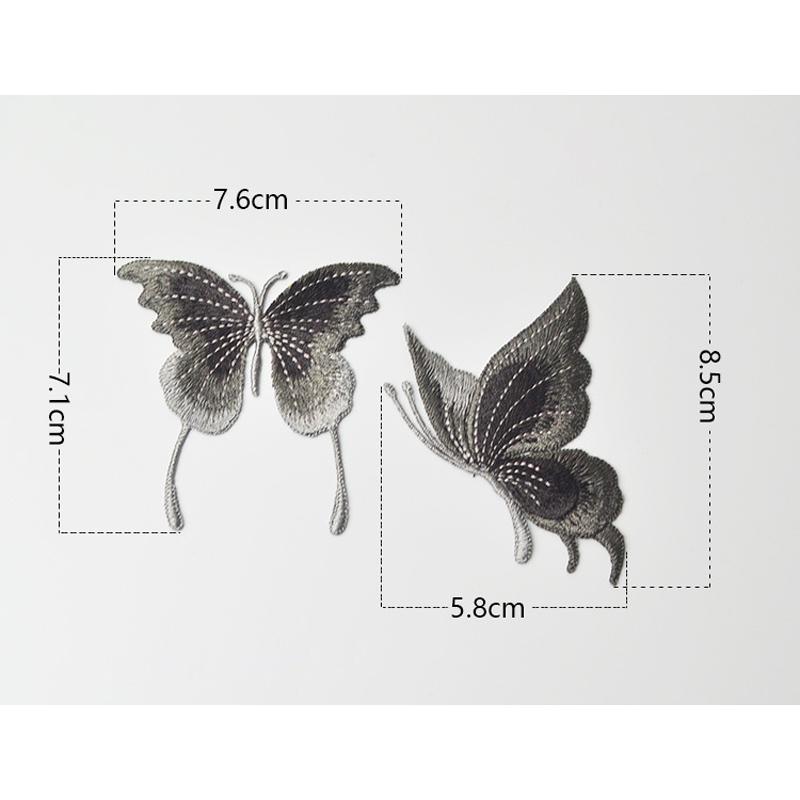 3шт синие кружевные вышитые нашивки-бабочки пришить одежду аппликация танцевальное платье