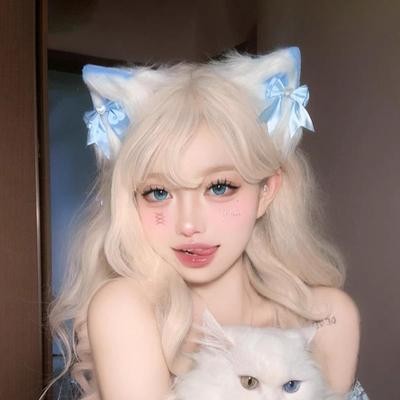 Ободок с кошачьими ушками для девочек - Милая заколка-майд с пушистыми кошачьими ушками и карточка с аксессуарами в виде ушек животных