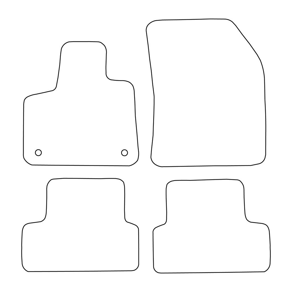 [Blm]Op042 Blue - Set Of Velour Floor Mats Suitable For Opel Grandland X 2017- - Blue Trim