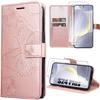 Protective Case - PROSHOP - for Samsung Galaxy S24 Plus - PU Leather - Butterfly Pattern - Pink - 2 Tempered Glasses