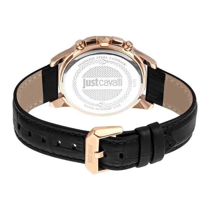 Montre - JUST CAVALLI - JC1G175L0235 - Кварц - Cuir Noir - Boîtier Acier 42 мм