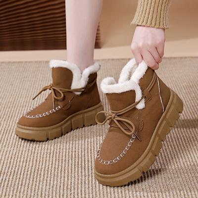Меховые балетки замшевые женские зимние ботинки на платформе теплые плюшевые хлопковые туфли на среднем каблуке 2025 года трендовые повседневные туфли-лодочки модные женские ботинки