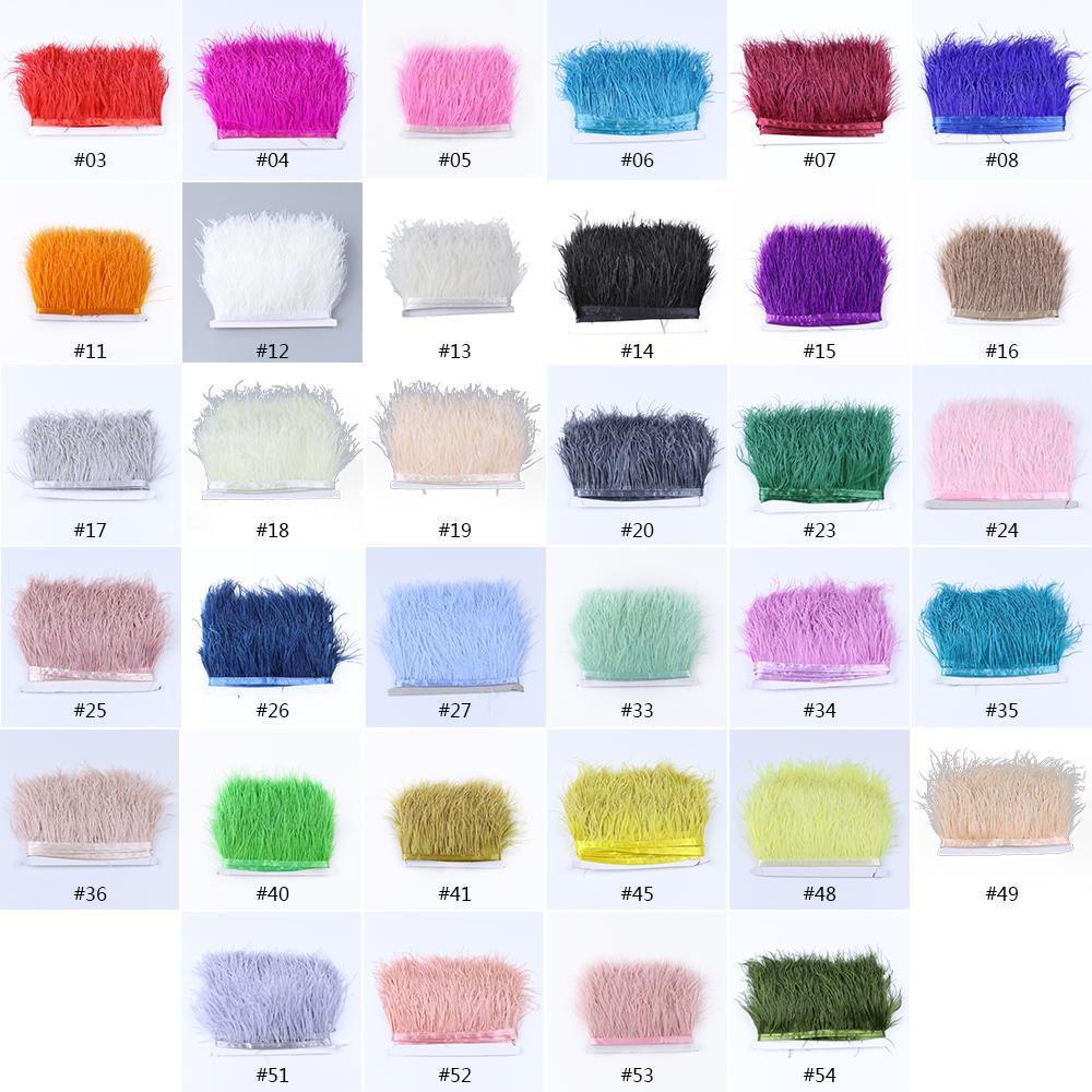 Dyed Ostrich Feather Trim Ribbon Fringe 6-8Cm Wedding Decoration Fluffy Feathers Dress Sewing Clothing 1/5/10Meter Plume Decor