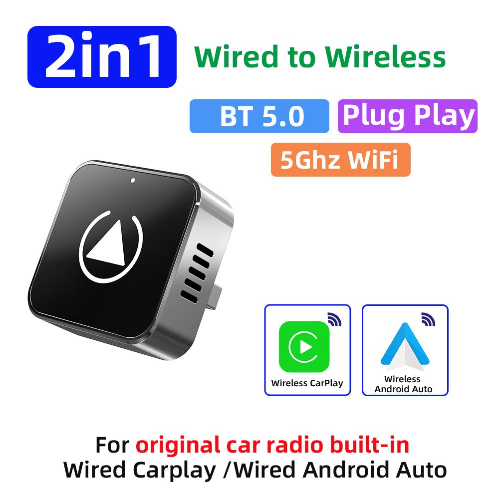 Беспроводной адаптер CarPlay 2 в 1, беспроводной адаптер Android Auto, AI Smart Box, автомобильные интеллектуальные системы для автомобиля с проводным CarPlay