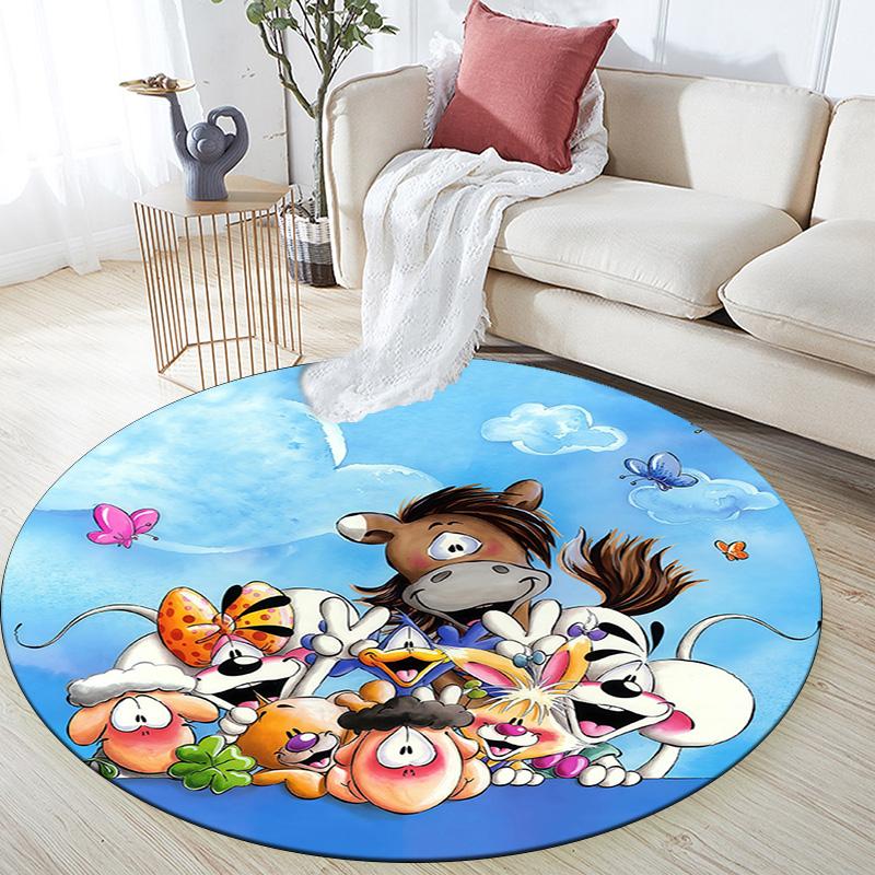 Diddl2 Round Area Rug,Carpet Rug for Living Room Bedroom Sofa Playroom Decor,Non-slip Floor Mat