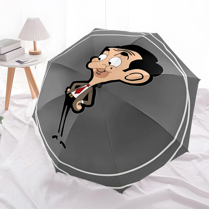 1pc Mr. Bean, Cartoon Automatic Open/Close Umbrella Folding Umbrella, Portable Compact Travel Umbrella, Birthday/Christmas Gift for Men & Women