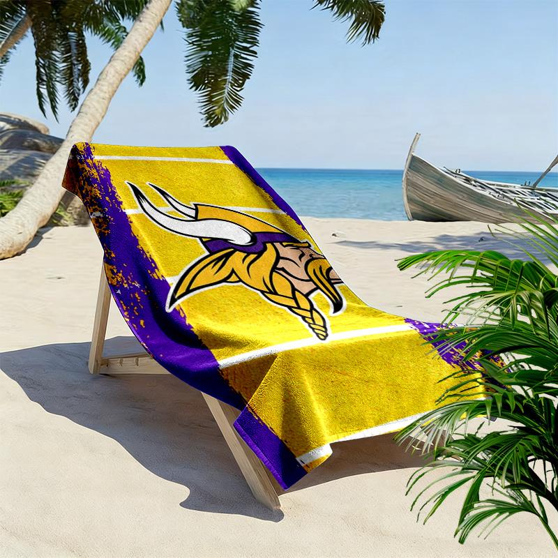 Minnesota Vikings Print Beach Towel, Large Soft Quick Dry Towel for Beach Camping Swimming