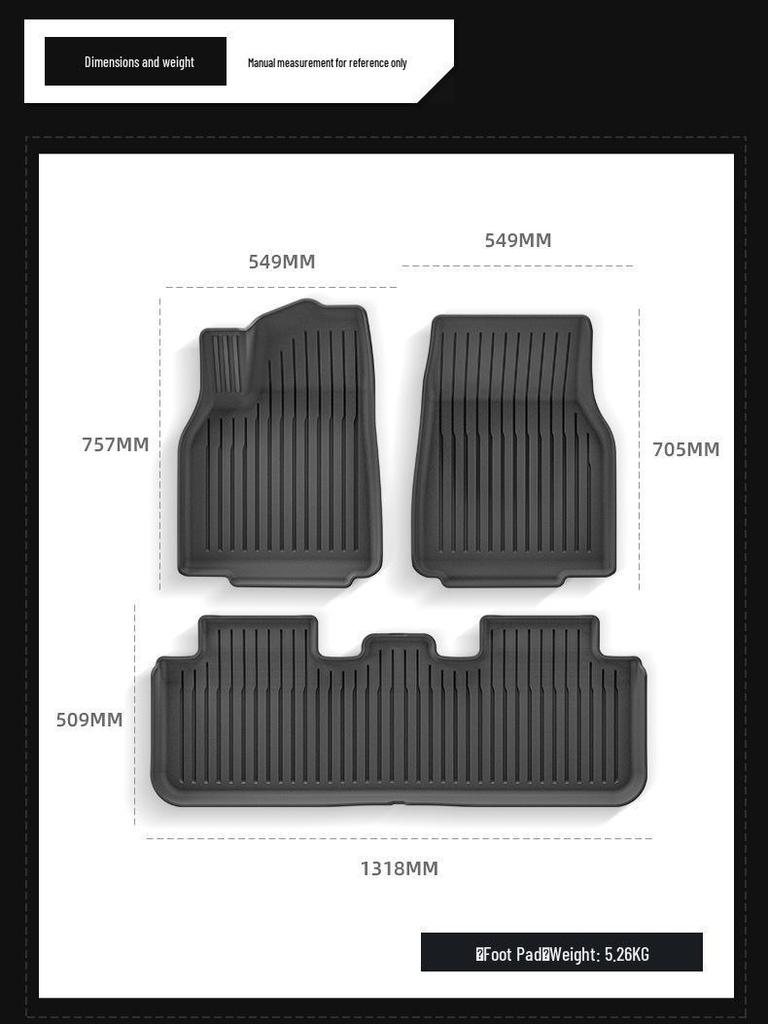 Подходит для Tesla Model Y (2025) Коврики для пола и багажника, Левый/Правый руль, Полный ТПЭ.