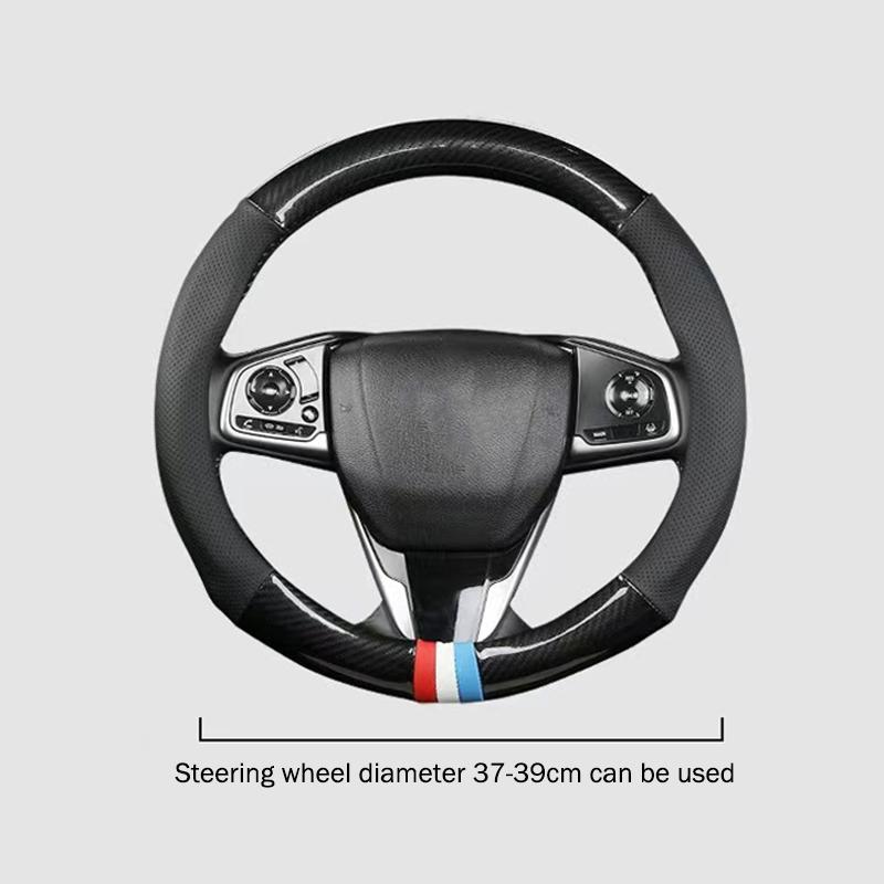 Suede Carbon Fiber Steering Wheel Cover Universal for Car Interior Breathable AntiSlip Fit for Most Vehicles