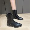 Women's Shoes Classic Pointed Toe Women's Boots Comfortable Low Heel Zipper Boots Solid Color Simple Large Size Women's Shoes