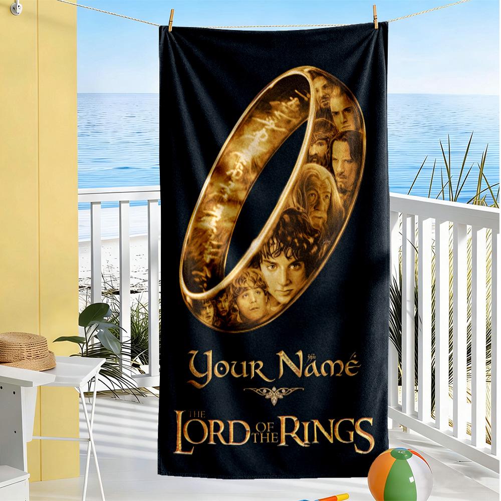 Lord Rings Customize Your Name Beach Towel Super Soft & Absorbent Suitable for Swimming Gym Camping Yoga Vacation