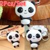 2Pcs Cute Silicone Cartoon Panda Keychain Keyring Bag Kawaii Pendant Key Ring Chain