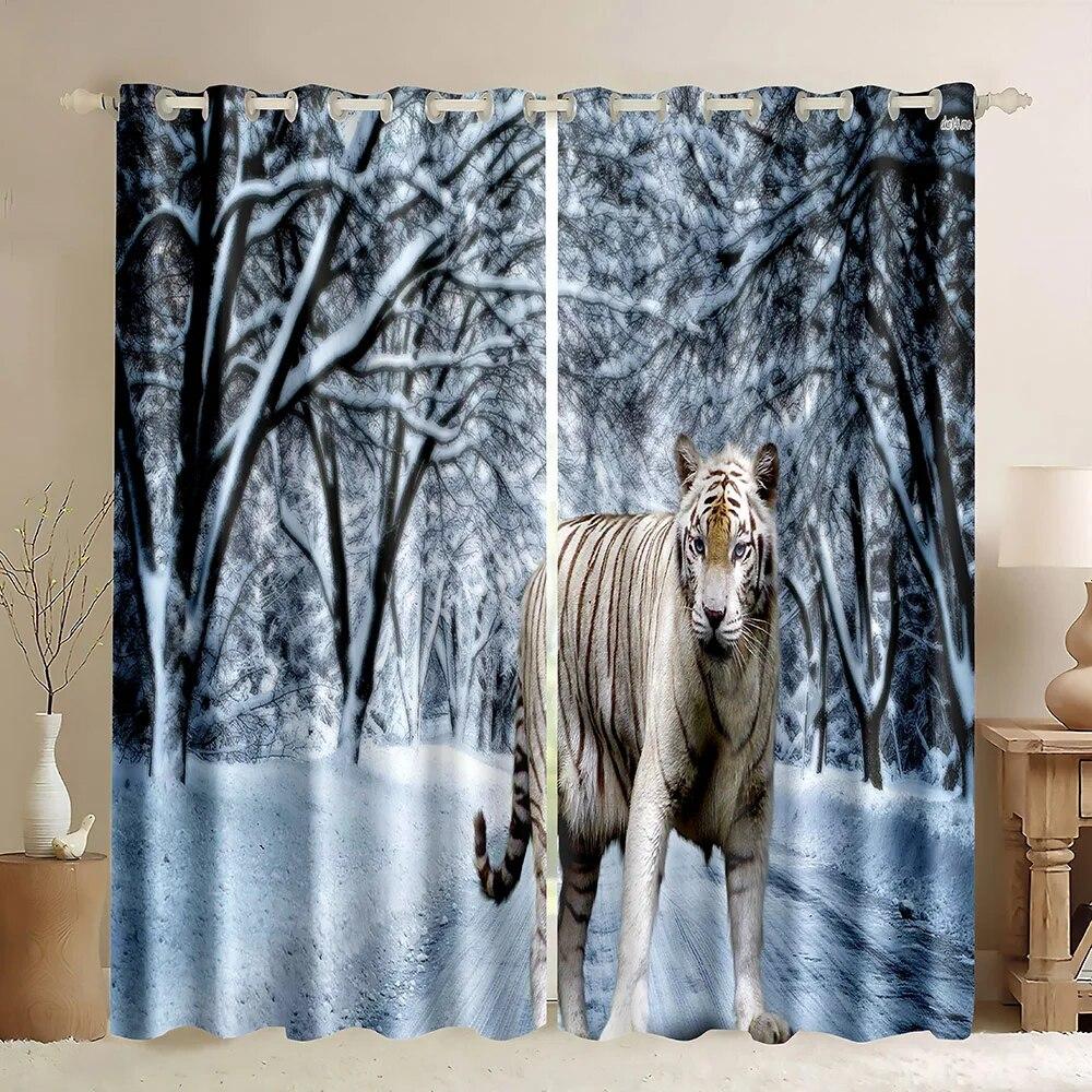 Леопардовые плотные шторы с дикими животными, занавеска для гостиной, спальни, высокая затененность, оконная драпировка, двустворчатая открытая штора