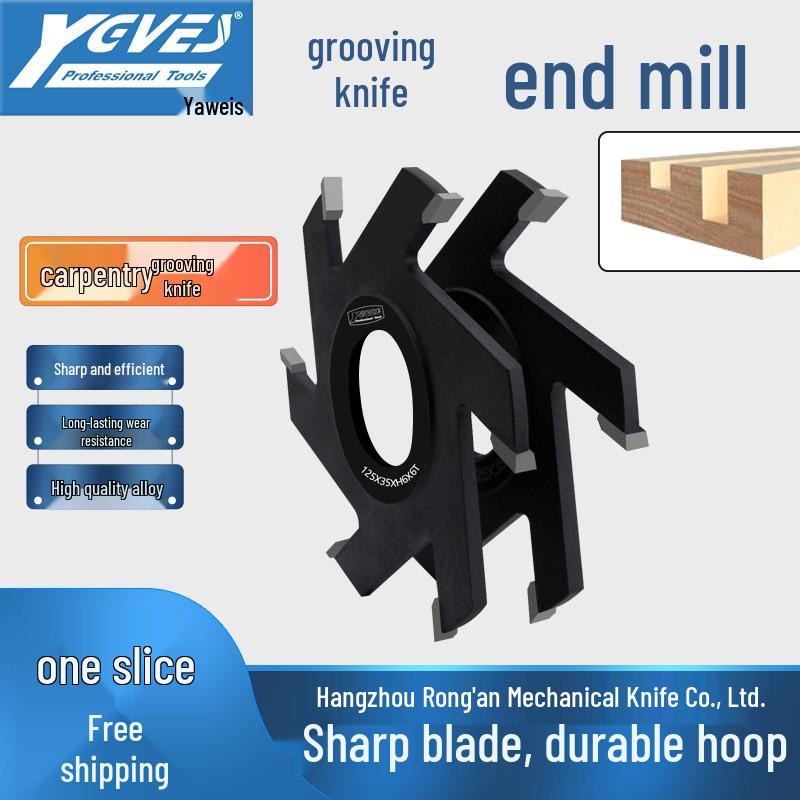 Six-Flute Solid Wood Alloy Slotting End Mill and Grooving Cutter