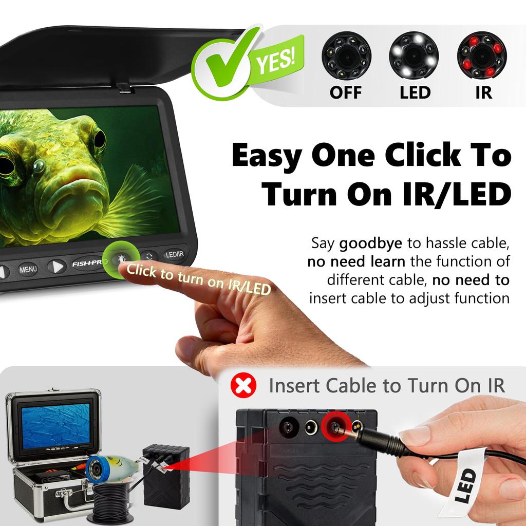 Подводная камера для рыбалки 1080P, аккумулятор 10000 мАч, камера для подледной рыбалки, камера для зимней рыбалки