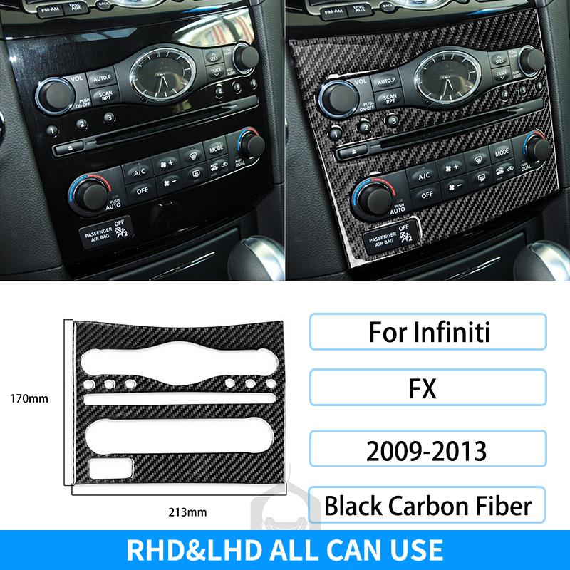 Для Infiniti FX 2009-2013 Рулевое колесо из углеродного волокна Радио Кондиционер Переключение передач Крышка подъемника окна Накладка Украшение