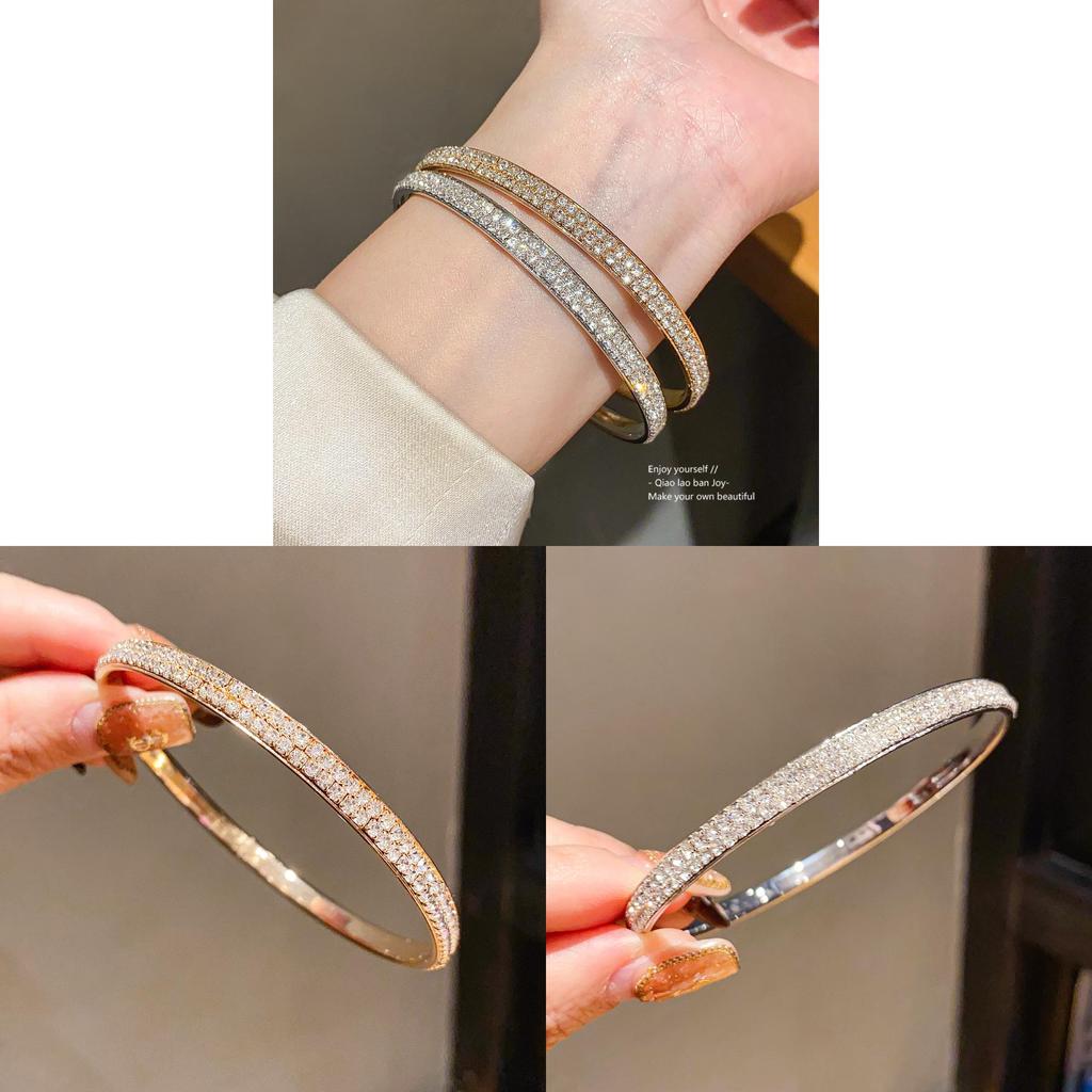 Gold Silver Round Metal Cuff Bracelet With Rhinestone Detailing For Elegant Office Wear