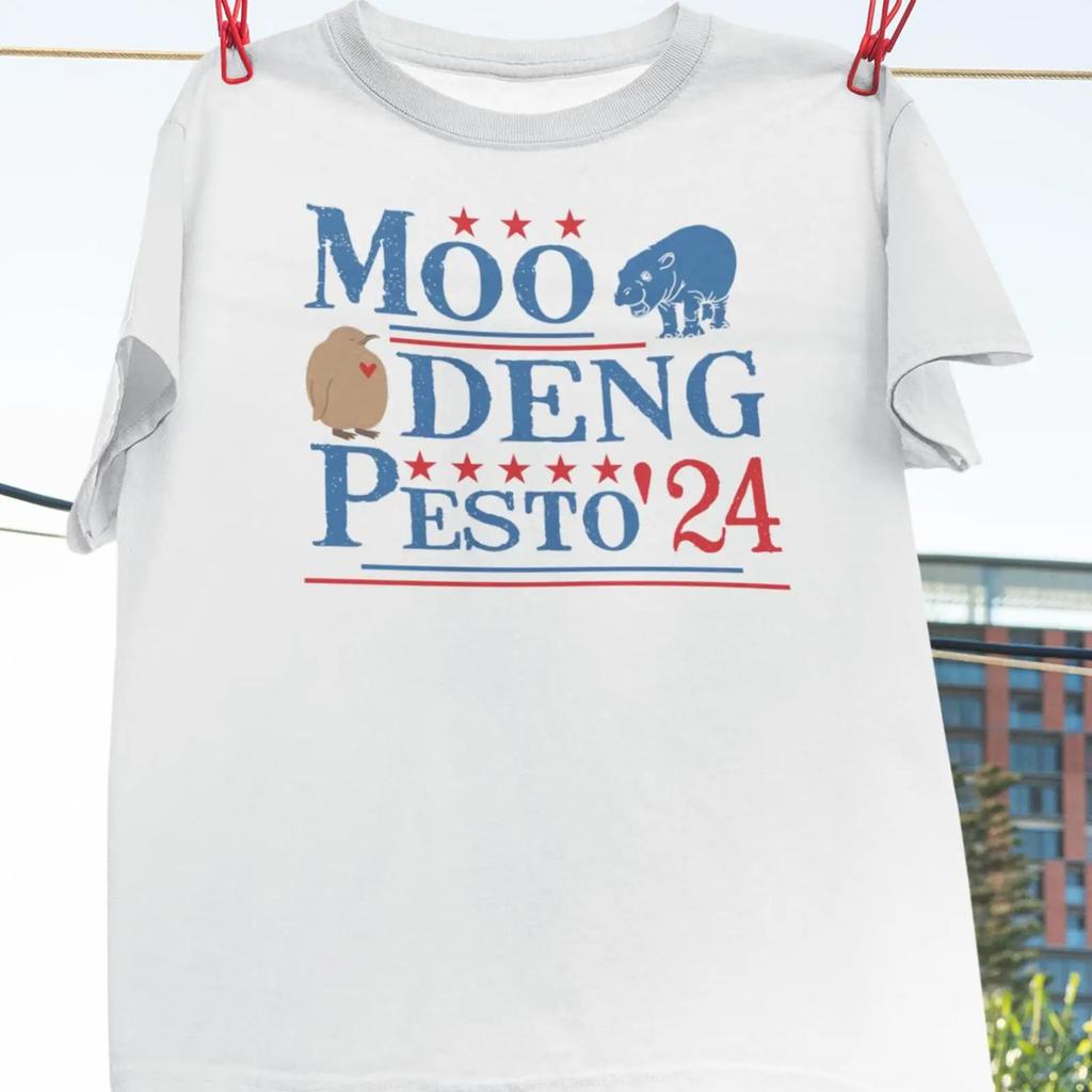 Moo Deng Pesto 24 Funny Election Meme T Shirt Vintage Baby Pygmy Hippo Casual For Animal Lovers Vintage Unisex
