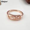 SIMJOO Цирконовое кольцо Женское прямоугольное полое кольцо с резным цветком