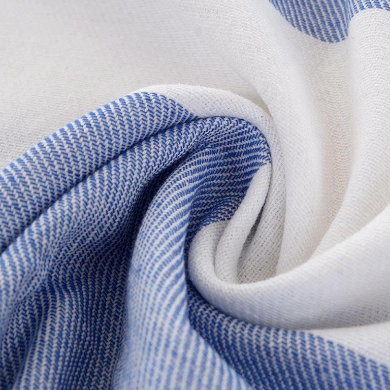Boho Beach Towel With Fringes 90X180 White/Blue
