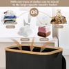 Foldable Bamboo Laundry Basket with Lid and Inner Bag for Bathroom/Bedroom