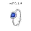 MODIAN Изысканное винтажное кольцо из стерлингового серебра 925 пробы с синим сердцем и опалом, романтический ретро-подарок на годовщину для женщин, ювелирные украшения