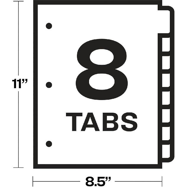 Avery Write & Erase 8 Tabs Plastic Divider for 3 Ring Binders, 3 Sets (8 Colors)