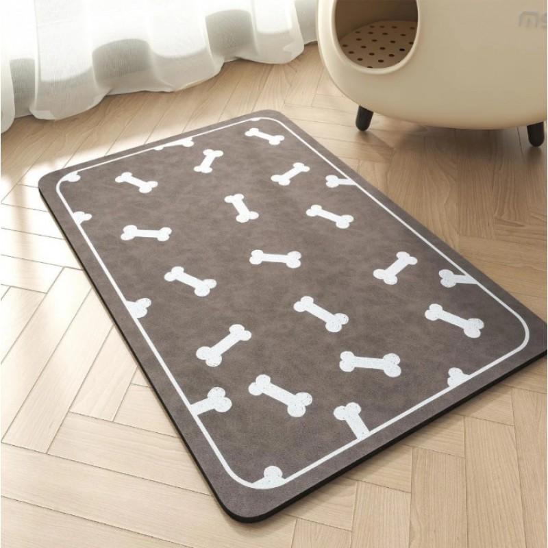 Non-Slip Pet Feeding Mat Cats Dogs Waterproof Easy-Clean Silicone-Backed Fabric Food Bowl Pad