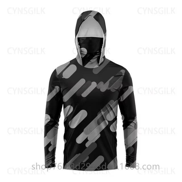Outdoor sunscreen clothing, ice silk long-sleeved fishing clothing, quick-drying breathable hoodie, face towel, integrated mosquito-proof clothing