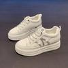 Korean Version of Imitation Leather Little White Shoes Women's 2025 Summer and Autumn New Lace-up Soft Sole Soft Surface Fashion Versatile Sports 