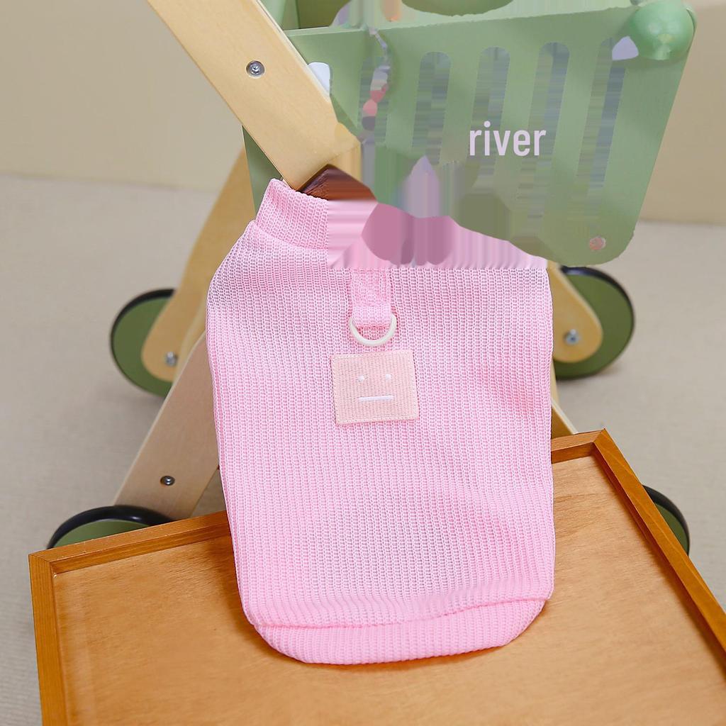 Футболка с изображением смайлика бишона Тедди и подтяжками на весну и осень