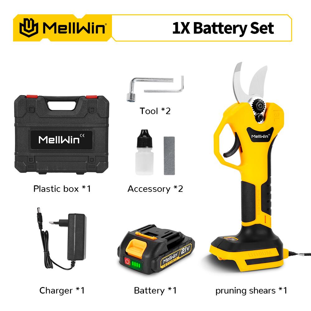 MELLWIN Бесщеточный 30 мм электрический секатор ножницы 2 передачи беспроводной фруктовых деревьев бонсай обрезка ножницы электроинструмент для Makita 18 В аккумулятор