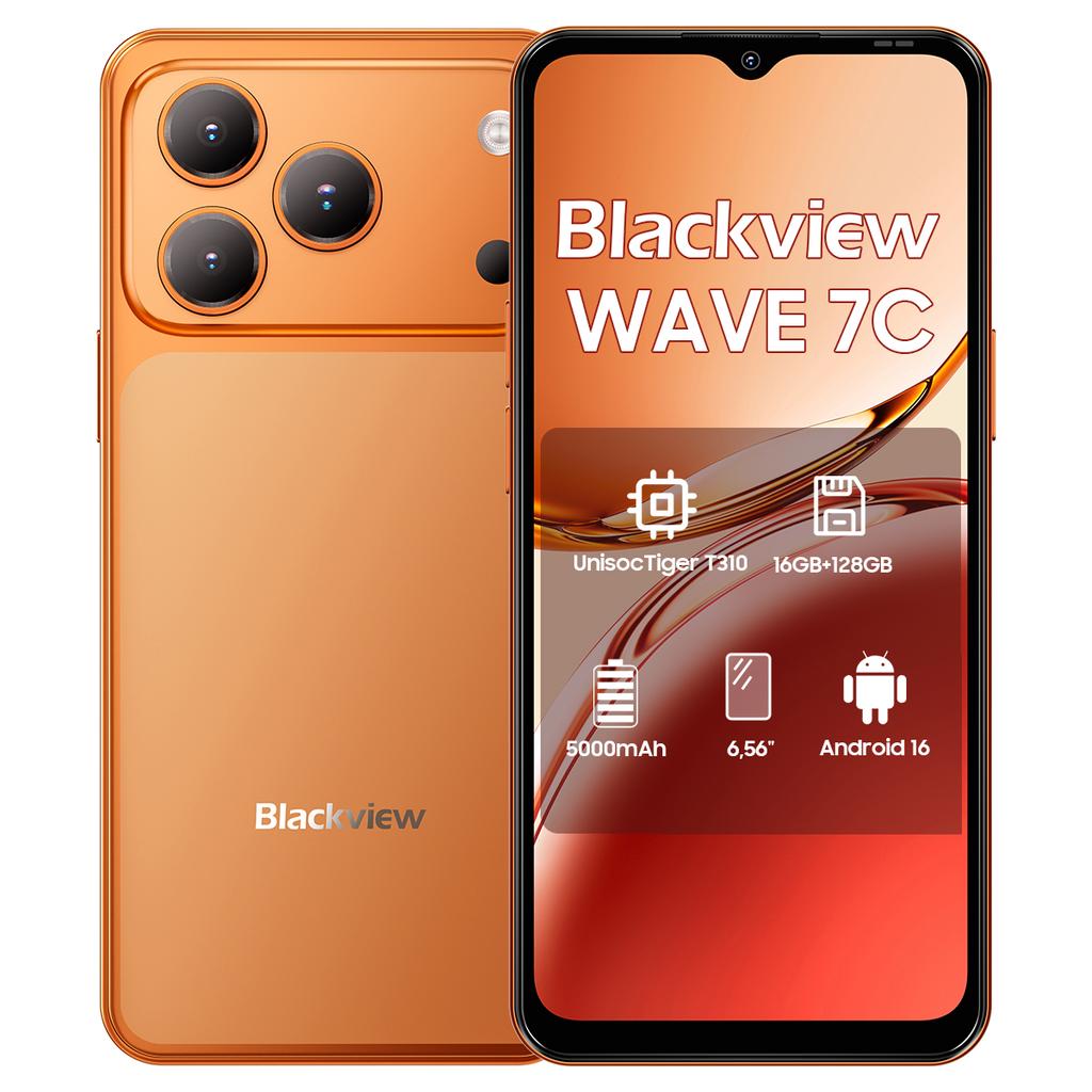 Blackview WAVE 7C 4G AI Смартфон 16 ГБ+128 ГБ 6,56" Android 16 5000 мАч Мобильный телефон