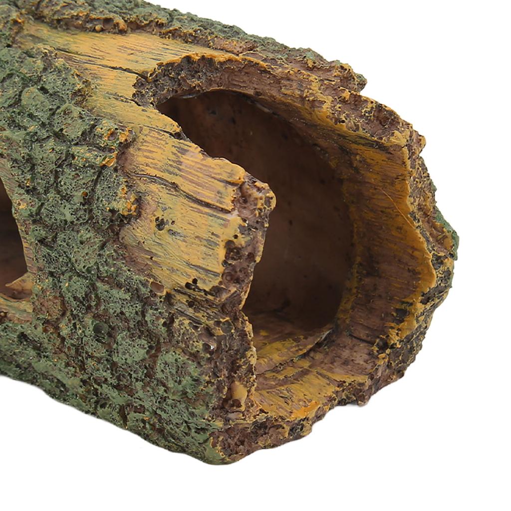 Wood Aquarium Ornament Simulation Resin Fish Artificial Tree Hole Ornament for Aquascaping