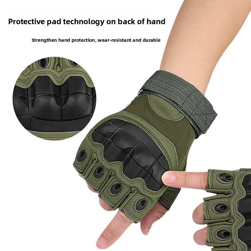 Soft Shell Tactical Gloves Half Finger Wear-resistant Non-slip Armor Outdoor Fighting Fitness Cycling Sports Half Finger Gloves