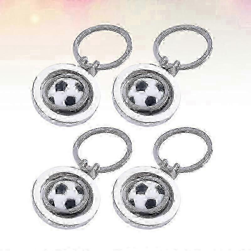 1 Set Of 4pcs Creative Rotatable Football Pendant Keyring Soccer Ball Keychains For World Cup Memorial Handbag Phone Pendant (steel Color) New Arrival