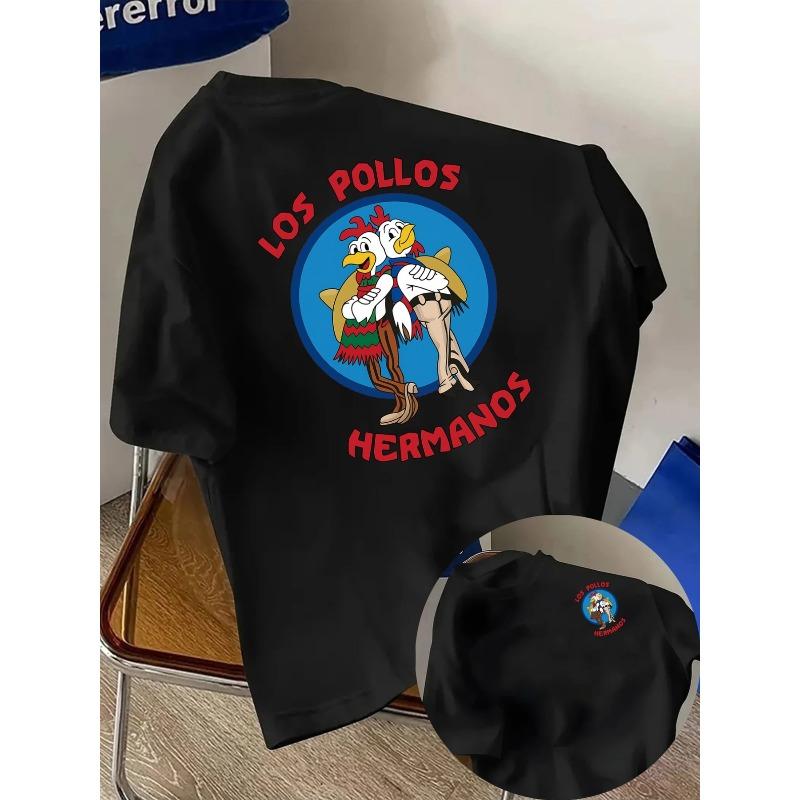 =Los Pollos Hermanos Двусторонняя печать Мужская модная трендовая футболка с коротким рукавом для повседневной носки и занятий фитнесом на открытом воздухе, Необходимый трендовый