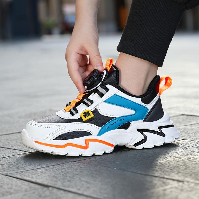 Kid's Sneakers Girls' Sports Shoes Fashionable Boys' Sports Shoes Fast and Convenient Rotating Button Sports Shoes