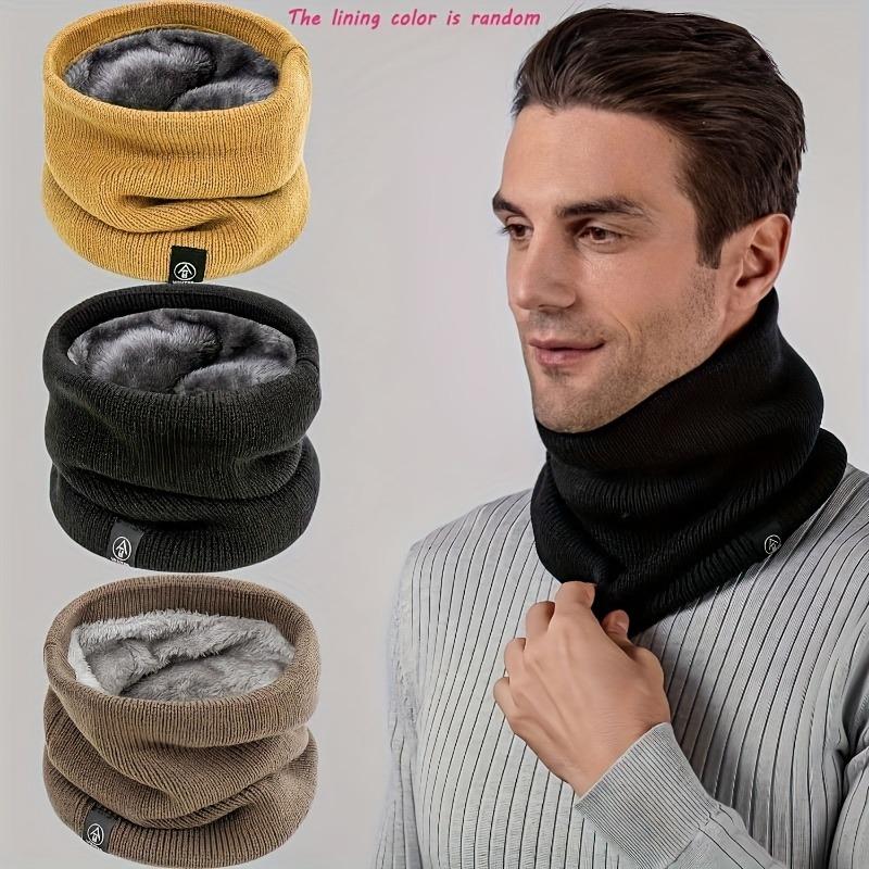 1PC Elegant Solid Color Polyester Scarf - with Velvet Lining - Retractable Knitted Neck - Warm