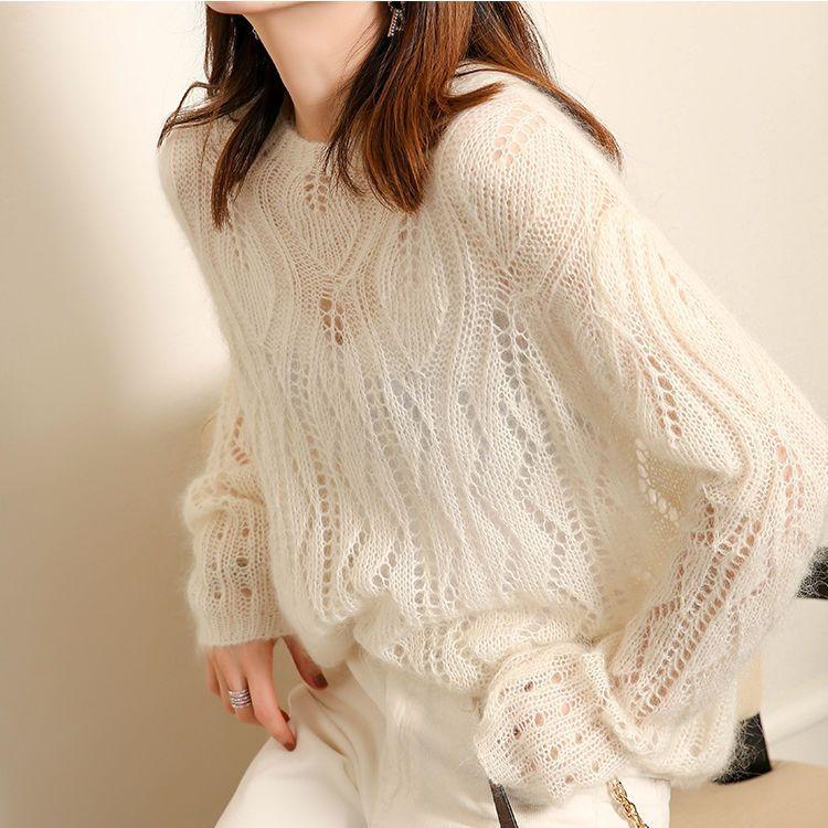 Весенне-осенняя мохеровая толстовка с капюшоном, ленивый стиль, тонкая трикотажная рубашка с мягкой головой, пуловер