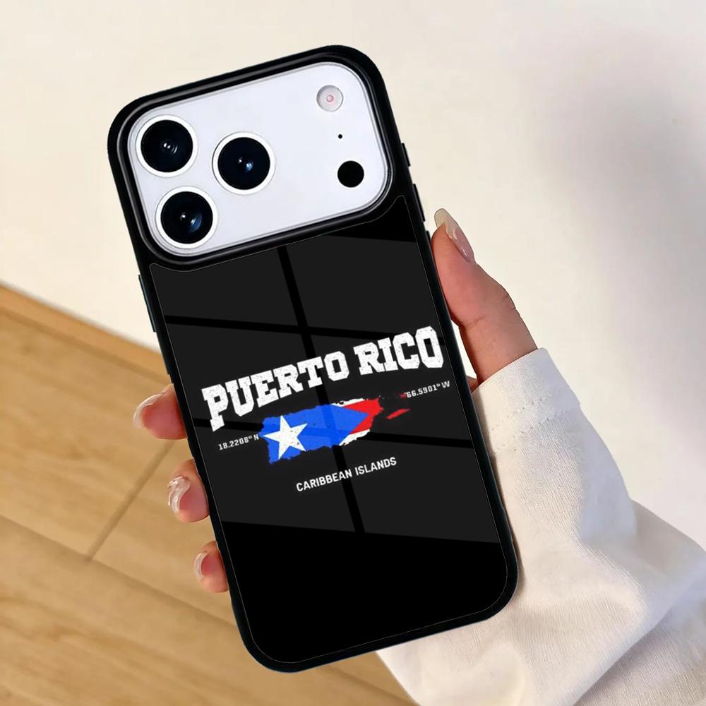Чехол для телефона с рисунком флага Пуэрто-Рико Для Apple iPhone 17 air 16 Pro Max 15 Pro Max 14 13 12 11 Mini Задняя крышка