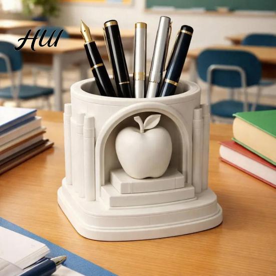 Unique Book Design Holder 3D Printed Apples Pen Roman Arch PLA Desk Organizer for Compact 7x7x8cm Pencils Markers Creative Gift Teachers Students Cute