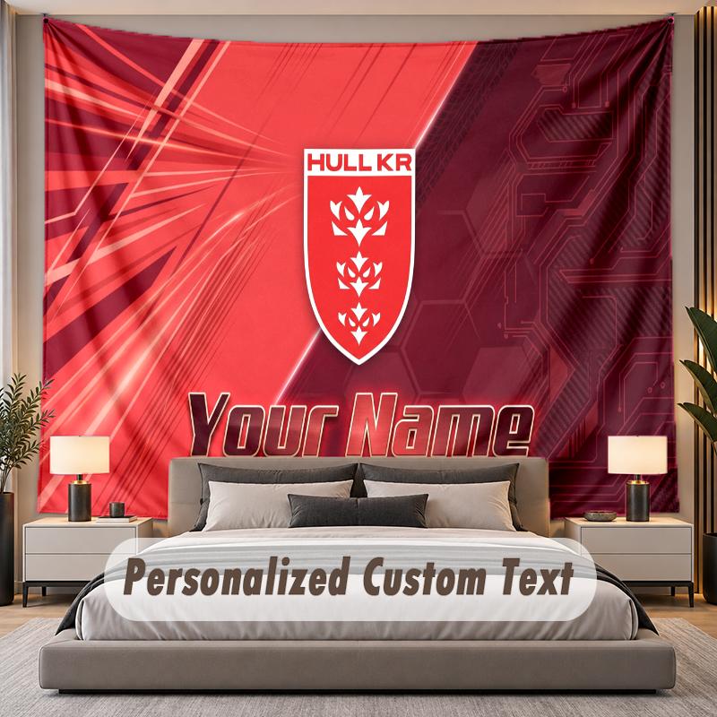 Custom Name Text Tapestry Hull KR Personalized Polyester Wall Tapestry For Bedroom And Room