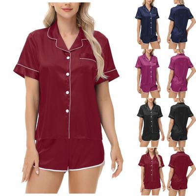 Сексуальная Пижама с круглым краем, шелковый атласный костюм, женская домашняя одежда