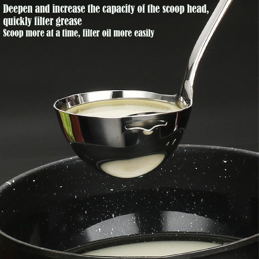 Ковш для сепаратора жира, ковш для сепаратора масла из нержавеющей стали 18/8, ковш для супа, 12,6-дюймовый сепаратор для соуса, пищевого жира, сито для удаления кулинарного жира
