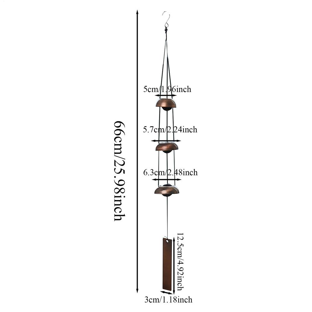 Chimes for Outdoors Blessing Sounding Ornament with 3 Bells Copper Small Wind Chimes for Temple Garden Patio Porch Home Lawn