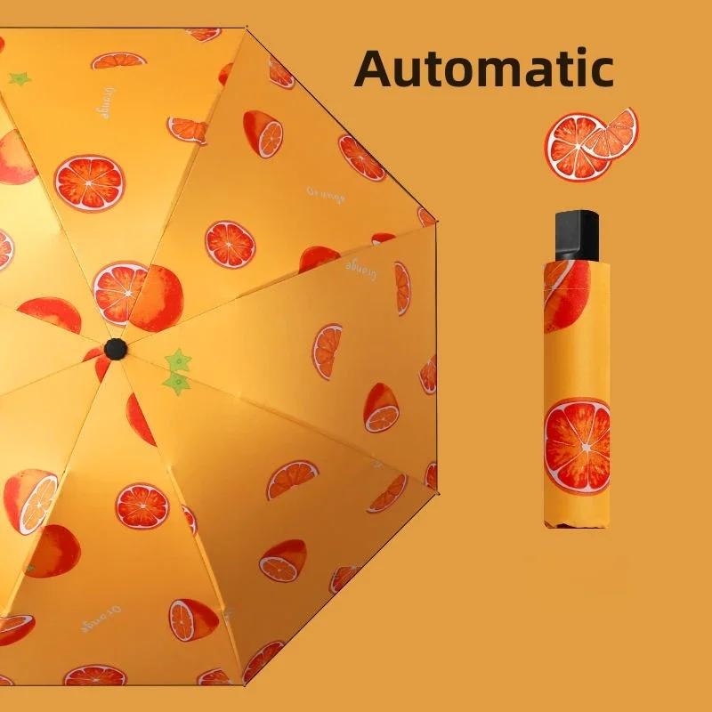 1pcs UV Sun Umbrella Compact Folding Travel Rain Umbrellas Auto Open and Close for Windproof Cute Fruit Watermelon Pattern New
