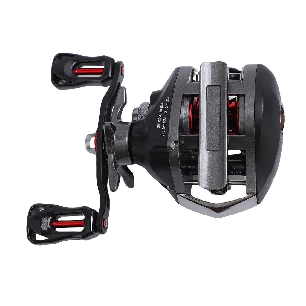 Left Handed Baitcast Reel 17.6lb Double Line Cup 6.3:1 Gear Ratio Magnetic Double Braking Fishing Reel with Drag Alert