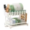 Fainyearn 2-Tier Dish Drainer, Large Capacity, Slim, Over-the-Sink Dish Drainer with Compact Cutting Board Holder, 42cm Wide X 29cm High X 29cm Deep,