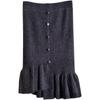 Thick Core Yarn Knitted Skirt Irregular Half Skirt Autumn and Winter High Waisted Hip Hugging Skirt Women's Ruffled Fish Tail Skirt